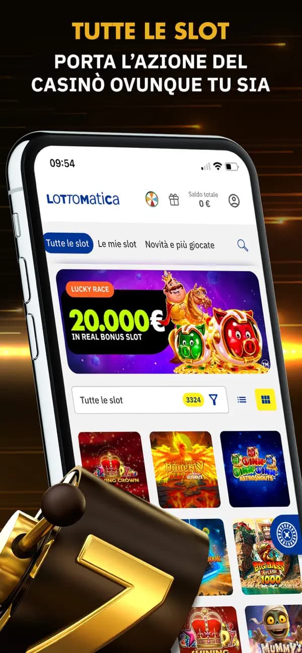 Lottomatica Casinò e Slot: official App Store promotional screenshot showing slot collection
