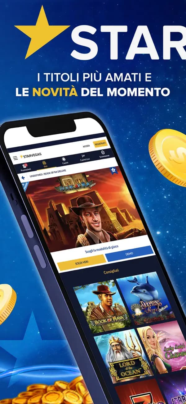 StarVegas: Casino & Slot: official App Store promotional screenshot showing game collection